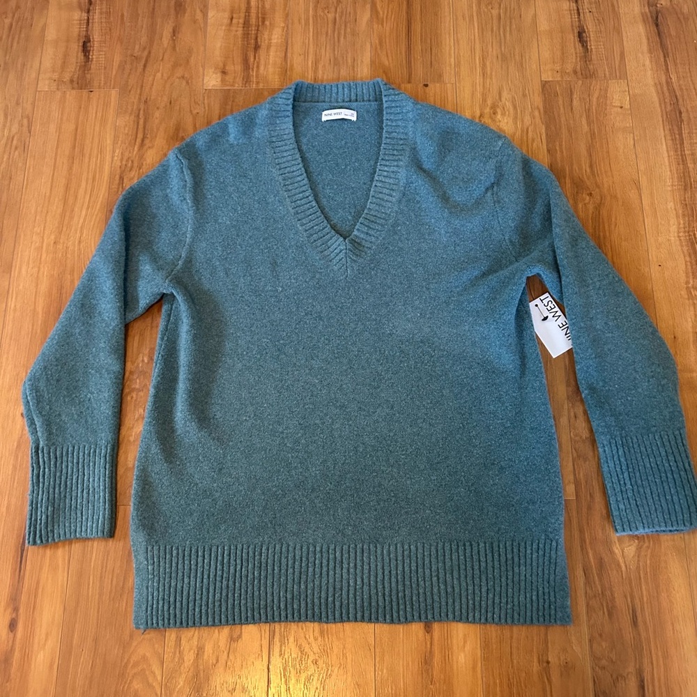 Nine West Teal Knit oversized Sweater